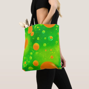 Orange and Green Bubble Abstract Art Tote Bag