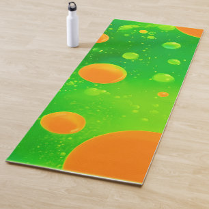 Orange and Green Bubble Abstract Art Yoga Mat