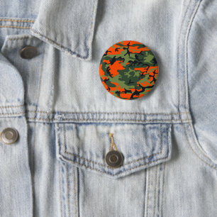 Orange and Green Camouflage, Military, Army 6 Cm Round Badge