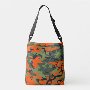 Orange and Green Camouflage, Military, Army Crossbody Bag