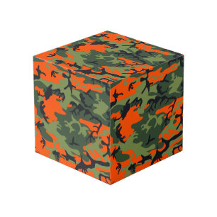 Orange and Green Camouflage, Military, Army Cube