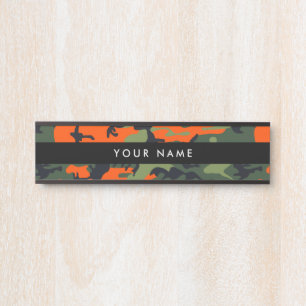 Orange and Green Camouflage, Military, Army Door Sign