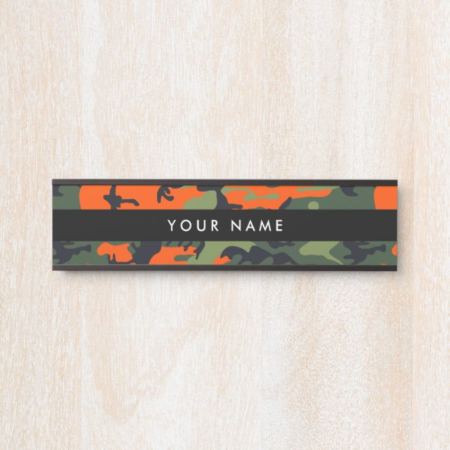 Orange and Green Camouflage, Military, Army Door Sign (Front)