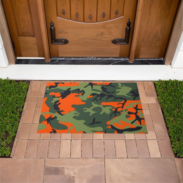 Orange and Green Camouflage, Military, Army Doormat (Outdoor)