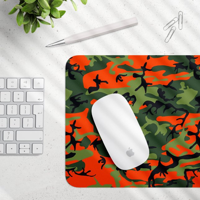Orange and Green Camouflage, Military, Army Mouse Mat (Creator Uploaded)