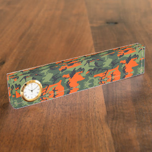 Orange and Green Camouflage, Military, Army Nameplate