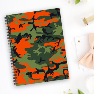 Orange and Green Camouflage, Military, Army Notebook