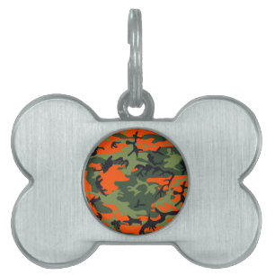 Orange and Green Camouflage, Military, Army Pet ID Tag