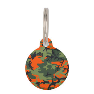 Orange and Green Camouflage, Military, Army Pet Tag