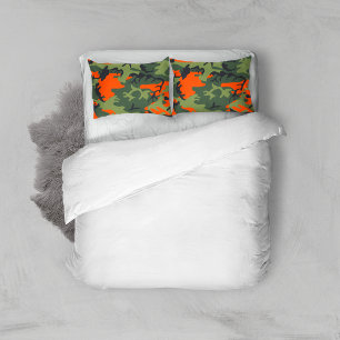 Orange and Green Camouflage, Military, Army Pillowcase