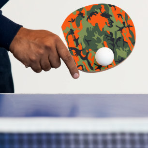 Orange and Green Camouflage, Military, Army Ping Pong Paddle