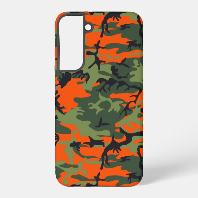 Orange and Green Camouflage, Military, Army Samsung Galaxy S22+ Case (Back)