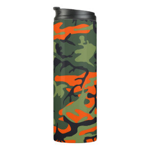 Orange and Green Camouflage, Military, Army Thermal Tumbler