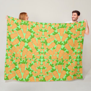Orange And Green Carrots Fleece Blanket