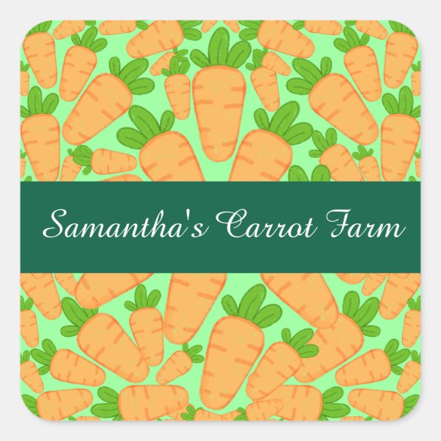 Orange And Green Carrots Square Sticker (Front)