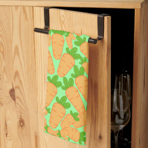 Orange And Green Carrots Tea Towel
