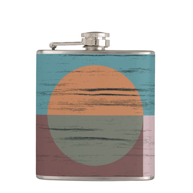 Orange And Green Circle Hip Flask (Front)