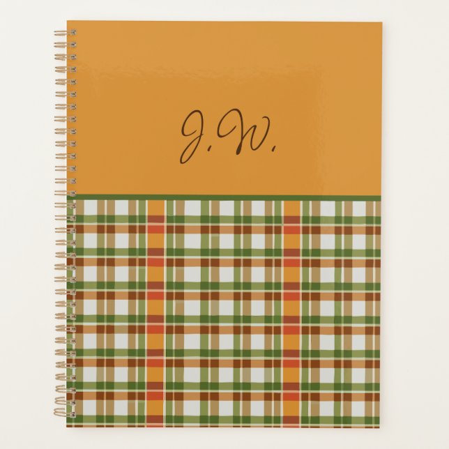 Orange and Green Gingham Planner (Front)