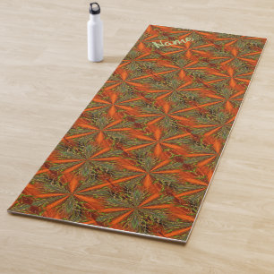 Orange And Green Grass Abstract Personalised Yoga Mat