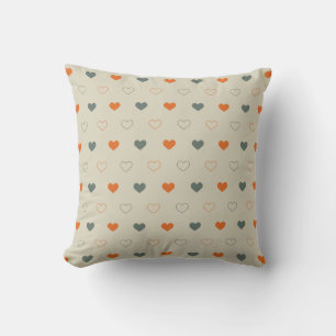 Orange and Green Heart Grid Pattern Cushion