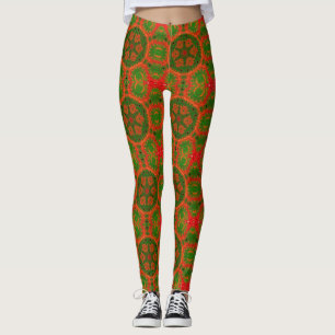 Orange and Green Kaleidescope Leggings
