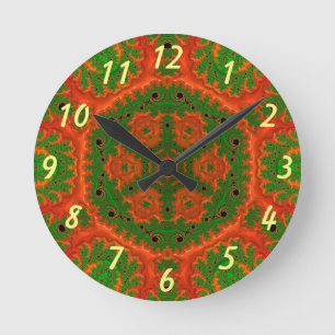 Orange and Green Kaleidescope Wall Clock