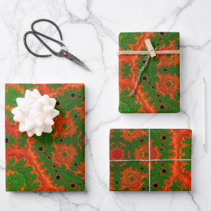 Orange and Green Kaleidescope Wrapping Paper