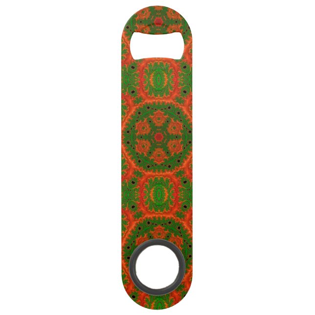 Orange and Green Kaleidoscope Bottle Opener (Front)