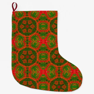 Orange and Green Kaleidoscope Christmas Stocking