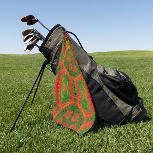 Orange and Green Kaleidoscope Golf Towel (Green)