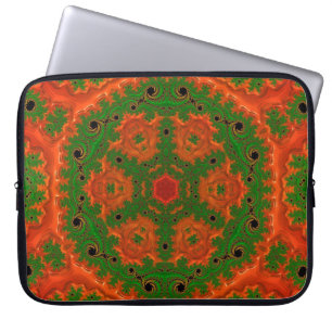 Orange and Green Kaleidoscope Laptop Sleeve