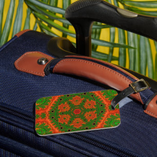 Orange and Green Kaleidoscope Luggage Tag