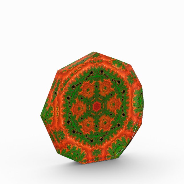 Orange and Green Kaleidoscope Octagonal Block (Left)