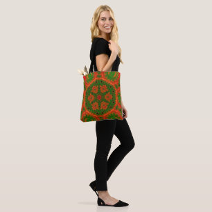 Orange and Green Kaleidoscope Shoulder Tote Bag