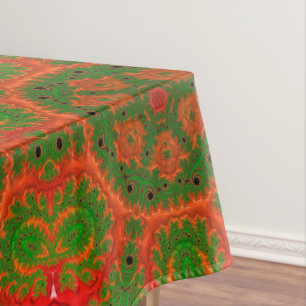 Orange and Green Kaleidoscope Tablecloth