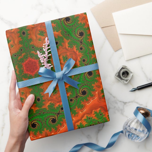 Orange and Green Kaleidoscope Wrapping Paper (Gifting)