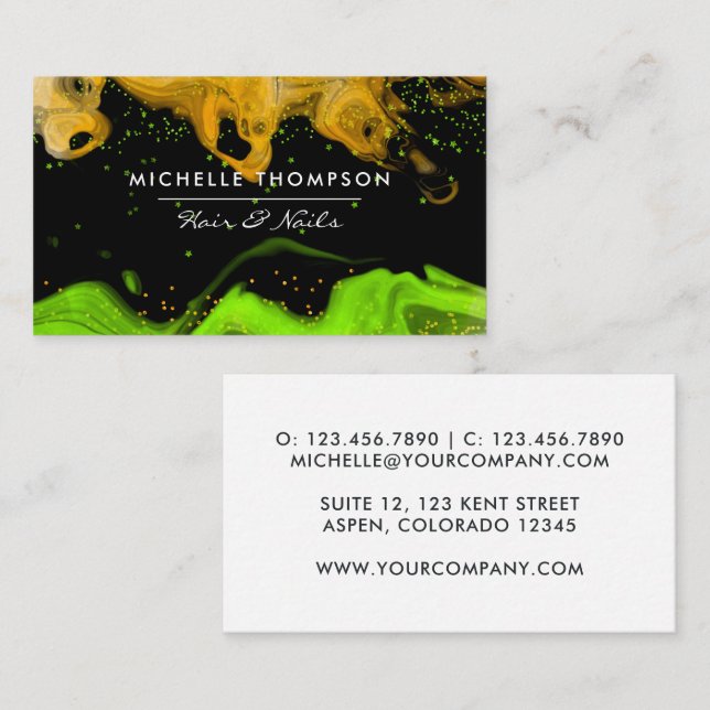 Orange and Green Neon Borders Business Card (Front/Back)