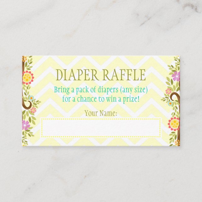 Orange and Green Owls - Diaper Raffle Ticket Enclosure Card (Front)
