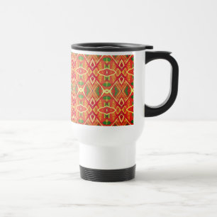 Orange and green pattern travel mug