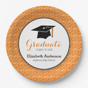 Orange and Green, Personalised Graduation Paper Plate