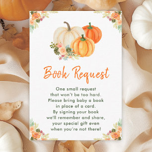 Orange and Green Pumpkins Baby Shower Book Request Enclosure Card
