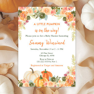 Orange and Green Pumpkins Baby Shower Invitation