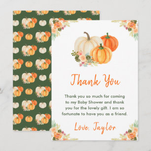 Orange and Green Pumpkins Baby Shower Thank You Card