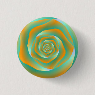 Orange and Green Spiral Rose Pinback Button