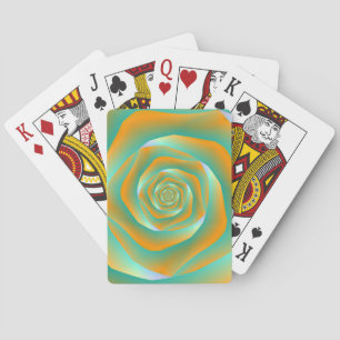 Orange and Green Spiral Rose Playing Cards