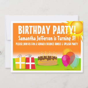 Orange and Green Summer Outdoor Birthday Invitation