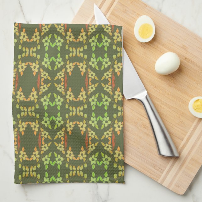 Orange and Green Tea Towel (Quarter Fold)