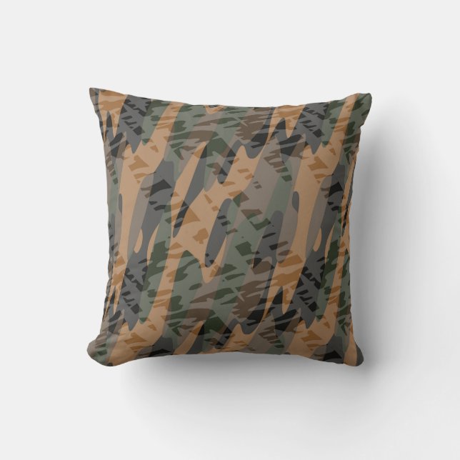 orange and green textured camo cushion (Front)