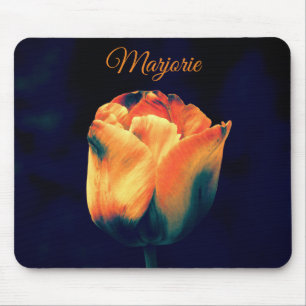 Orange and Green Tulip *Personalise* Mouse Mat