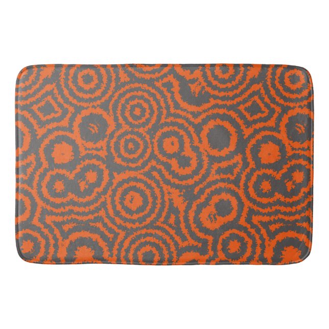 orange and grey abstract  bath mat (Front)